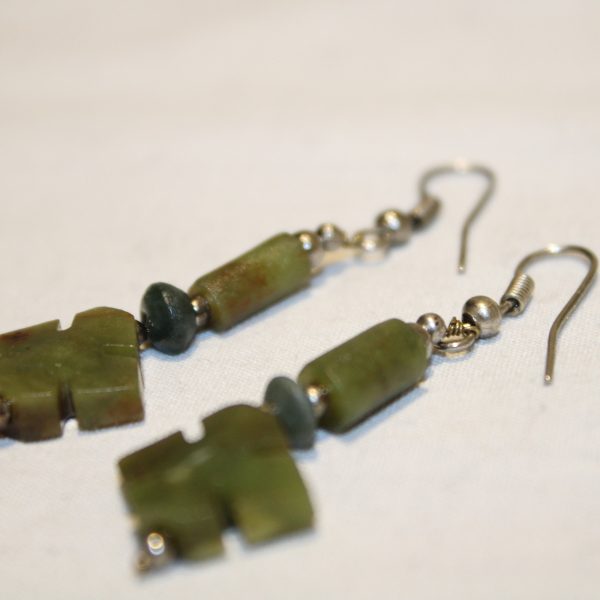 Jade Nephrite Handmade Earring Afghanistan Hand cut, drilled-Genuine gemstone -Vintage Style New Look beautiful gem earring free shipping