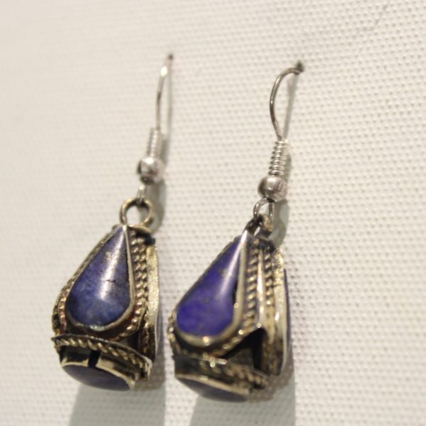 Beautiful Lapis Lazuli Handwork Earring/Vintage Style Afghan new look Handmade/gypsy-hippy-Ethnic Antique Earring-Turkmen- Vintage Earring