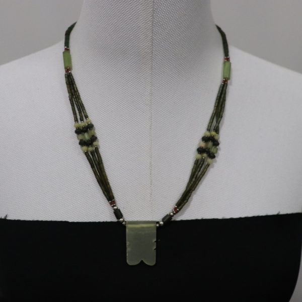 Handmade Natural Nephrite Jade bead Necklace,Handcrafted Gem Necklace-Jade Necklace-Hand cut drilled Necklace mined Handcrafted in Pakistan