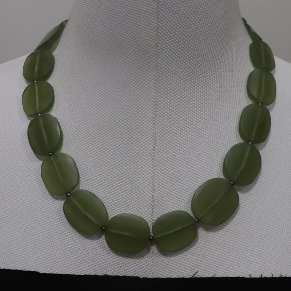 Handmade Nephrite Jade Necklace.Jade Bead strand,Afghaniastan Jade,Green Hand cut drilled Green Stone,Genuine Jade-Beautiful jade necklace