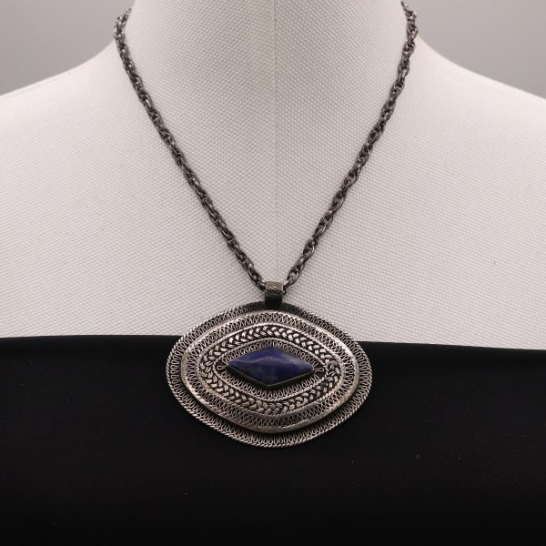 Afghan Handmade Jewelry Vintage Lapis Lazuli Pendant Necklace-Antique-Necklace Kuchi Tribe Necklace-Handcraft Necklace-Nomad Pendant Jewelry