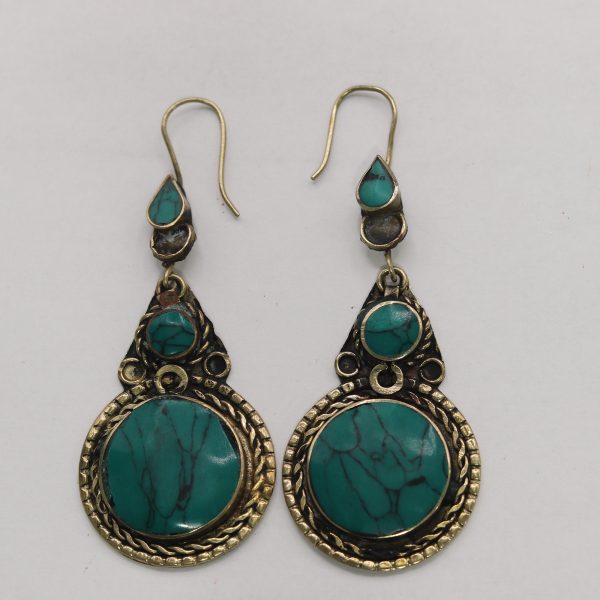 Turquoise Handwork Earring/Vintage Style Afghan new look Handmade/gypsy-hippy-Ethnic antique Earring-Turkmen- Kuchi- Pathan- unique design